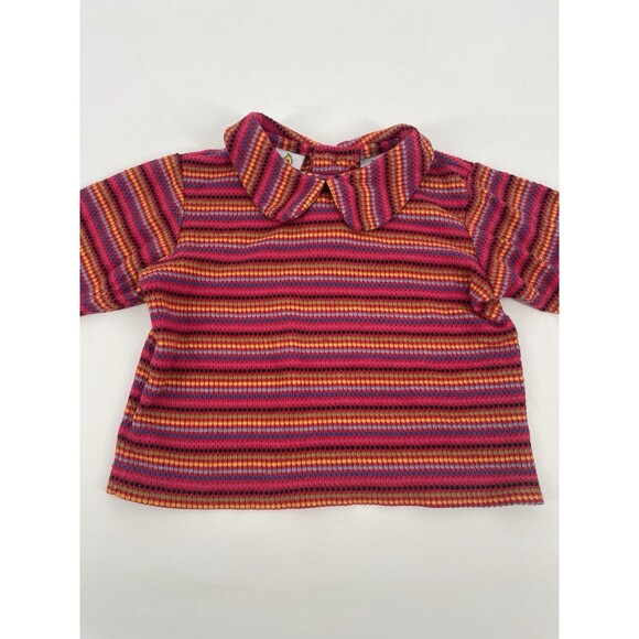 VTG Sesame Street Knit Top Bright Striped Y2K Shirt Peter Pan Collar Vibrant - Picture 3 of 9